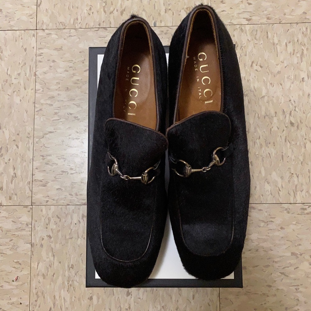 New Black pony haired Gucci loafers